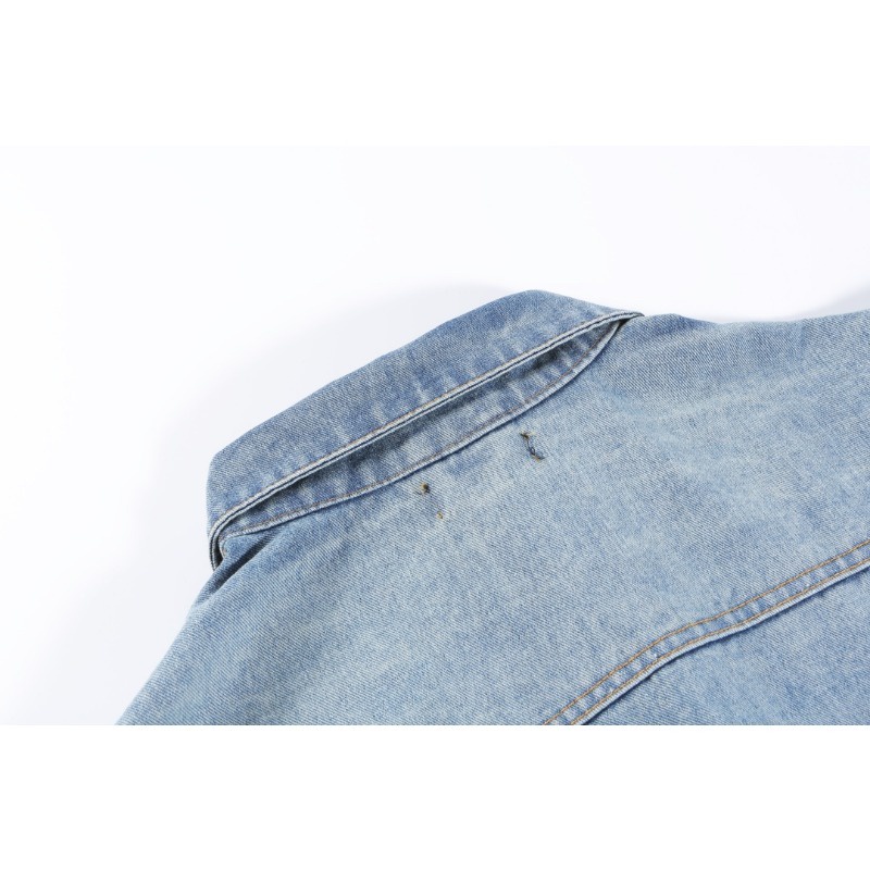 ❤️❤️Sn sàng & sn sàng❤️❤️ Balenciaga Áo Khoác jeans Dài Tay Thêu Hình Cá Tính Cho Nam Nữ