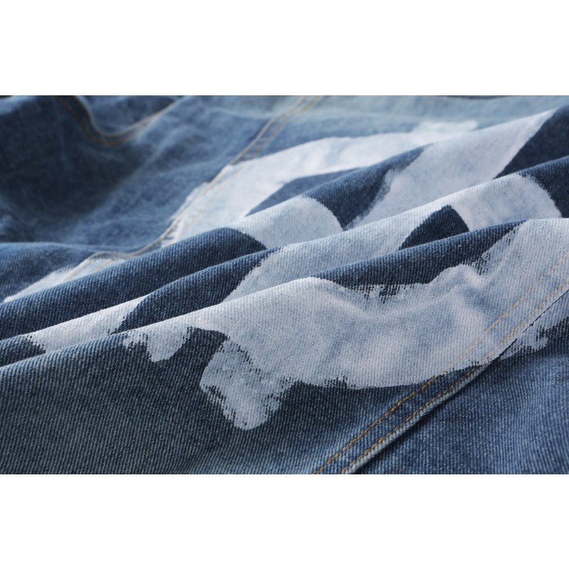 ❤️❤️Sn sàng & sn sàng❤️❤️ Balenciaga Áo Khoác jeans Dài Tay Thêu Hình Cá Tính Cho Nam Nữ