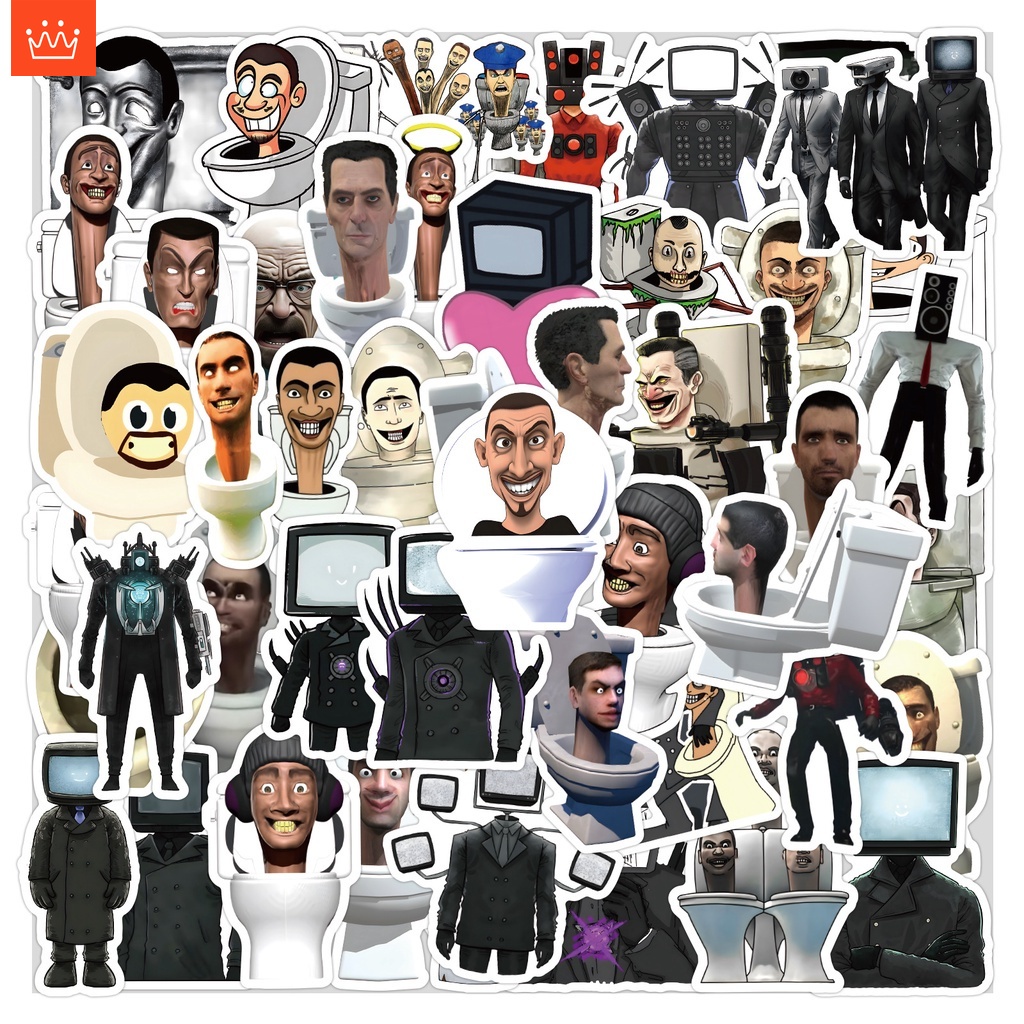 J· Hình Dán Chống Nước Skibidi Toilet & Speakerman Bosses Phim Hoạt Hình Mũ Bảo Hiểm Máy Tính Xách Tay Hành Lý Dán Thiết Lập, 54 tờ