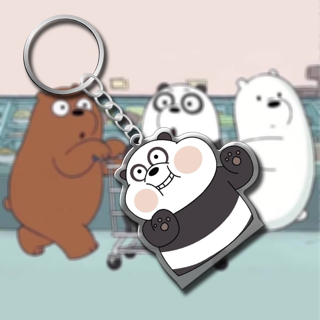 Móc khóa Mica bền siêu đẹp in hoạt hình We Bare Bears dễ thương trang trí túi xách sưu tầm làm quà tặng nhựa Arcrylic