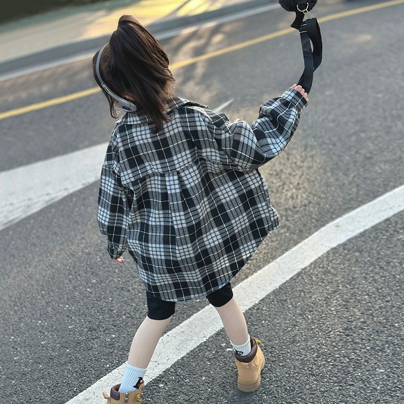 Áo Sơ Mi Vải cotton Kẻ Sọc Ca Rô Thiết Kế Dễ Thương Cho Bé Gái