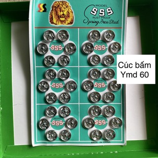 Cúc bấm + khuy bấm trắng loại 1cm vỉ 36 chiếc