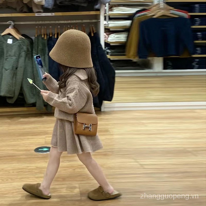 Bộ Áo sweater Dệt Kim Dày Phối Chân Váy Phong Cách Hàn Quốc Thời Trang Thu Đông Cho Bé Gái