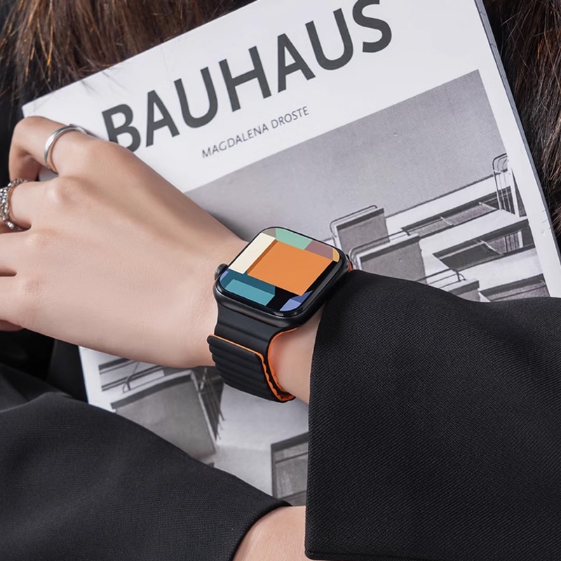 Dây Đeo Đồng Hồ Thể Thao Bằng silicone Mềm Hút Nam Châm Cho apple watch ultra se series 8 / 7 / 6 / 5 / 4 / 3 / 2 / 1 / 49mm 45mm 41mm 44mm 40mm 42mm 38mm