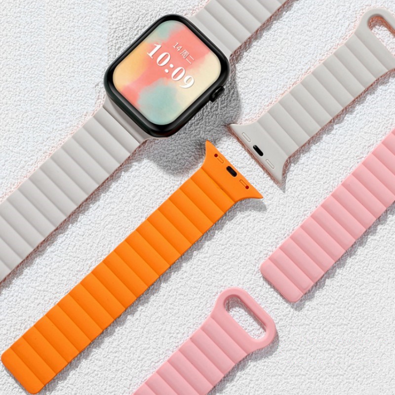 Dây Đeo Đồng Hồ Thể Thao Bằng silicone Mềm Hút Nam Châm Cho apple watch ultra se series 8 / 7 / 6 / 5 / 4 / 3 / 2 / 1 / 49mm 45mm 41mm 44mm 40mm 42mm 38mm