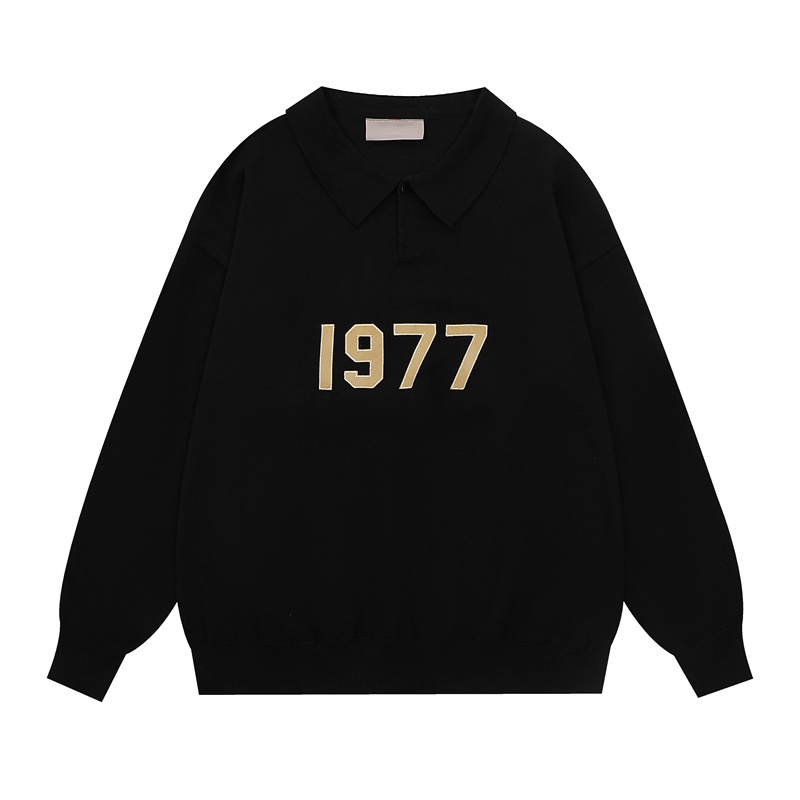 Áo Hoodie Dệt Kim Cổ polo Phong Cách unisex 1977