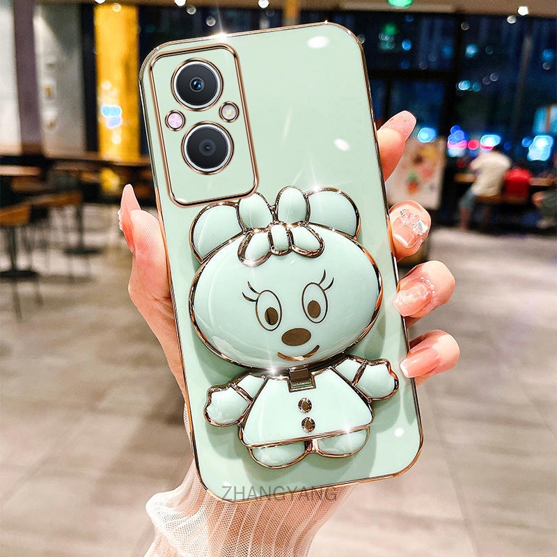 ốp lưng oppo reno 7z 5g Vỏ Ống Điện Thoại Silicon Dẻo Mạ Màu 3d Đáng Yêu Có Giá Đỡ Cho oppo reno 7z 5g