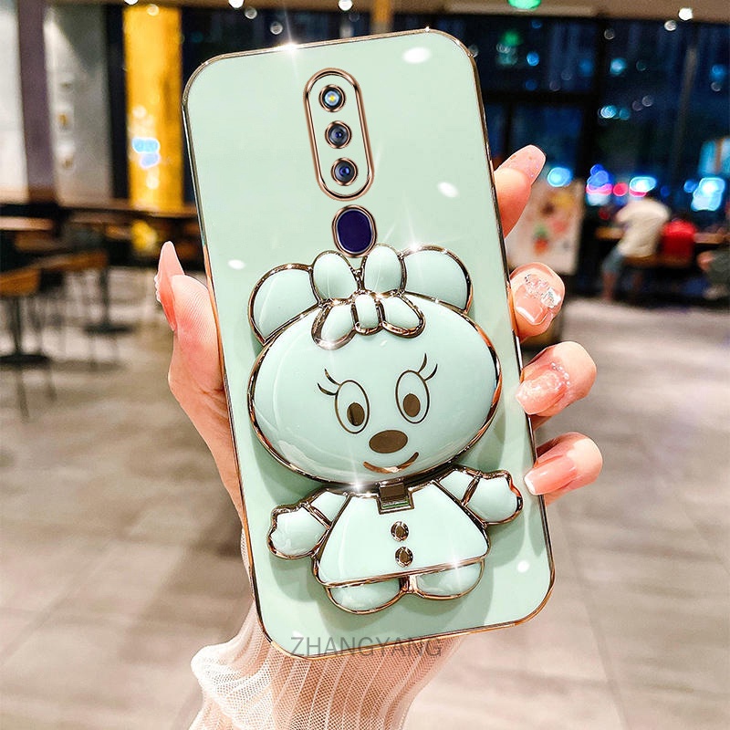 ốp lưng oppo f11 pro f11 Vỏ Ống Điện Thoại Silicon Dẻo Mạ Màu 3d Đáng Yêu Có Giá Đỡ Cho oppo f11 pro f11