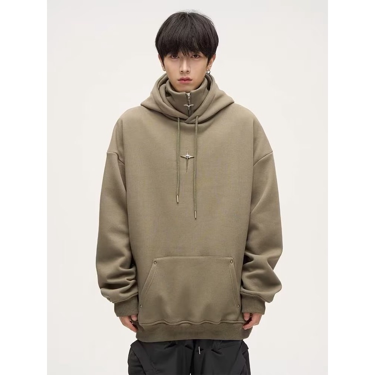 Đen Áo Hoodie Dáng Rộng Thời Trang Cá Tính Cho Nam
