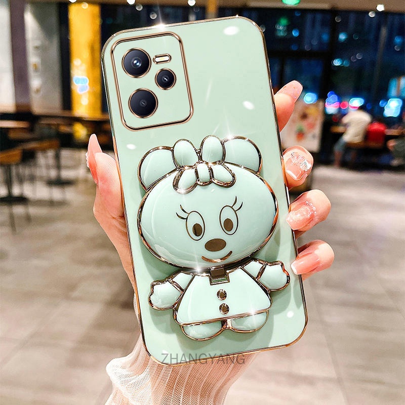 ốp lưng realme c35 Vỏ Ống Điện Thoại Silicon Dẻo Mạ Màu 3d Đáng Yêu Có Giá Đỡ Cho realme c35