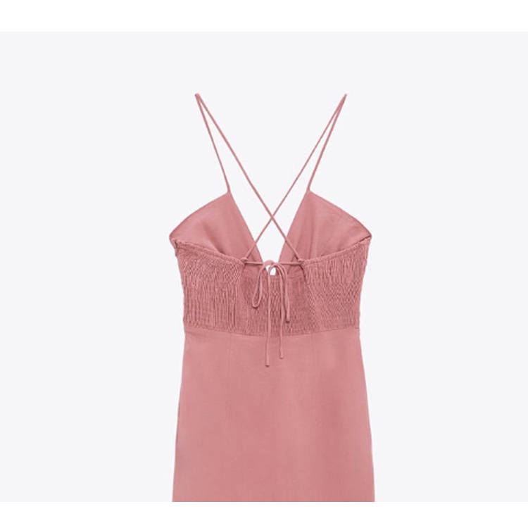 Zara Đầm Hai Dây Cổ Chữ v Thiết Kế Xẻ Tà Thời Trang Mùa Hè 237881381