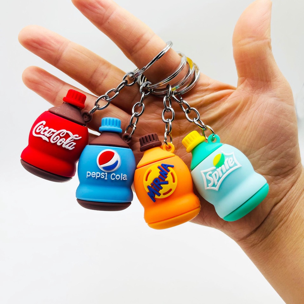 Lt Móc Khóa pvc Hình Chai Nước Ngọt soda Nhỏ Giọt Sáng Tạo Fendi