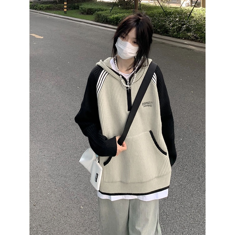 Màu Sắc Áo sweater Dáng Rộng Phong Cách Thời Trang retro Thu Đông Dành Cho Nữ