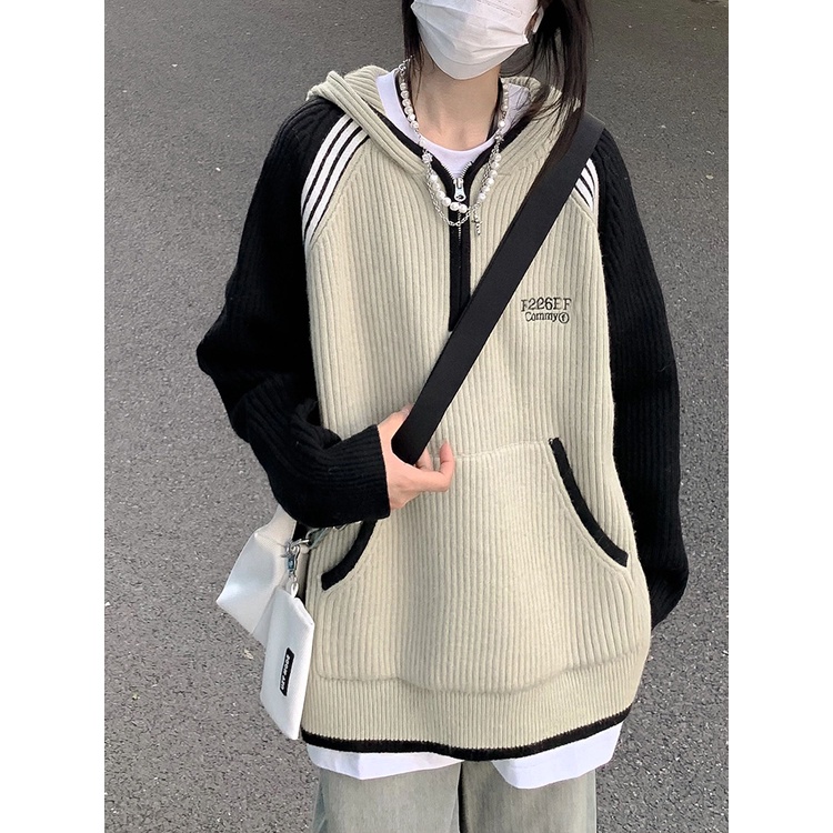 Màu Sắc Áo sweater Dáng Rộng Phong Cách Thời Trang retro Thu Đông Dành Cho Nữ