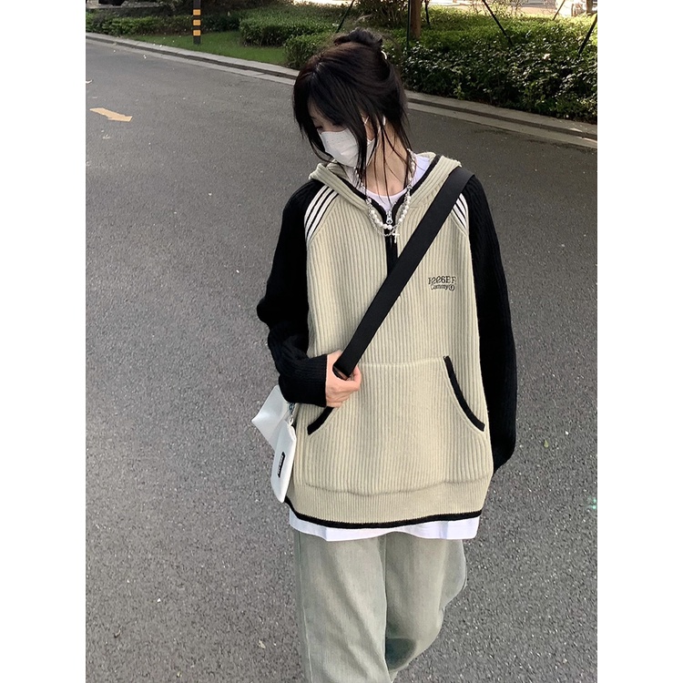 Màu Sắc Áo sweater Dáng Rộng Phong Cách Thời Trang retro Thu Đông Dành Cho Nữ