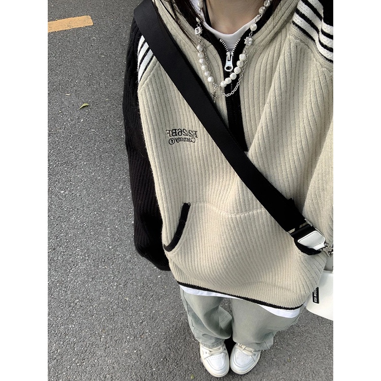 Màu Sắc Áo sweater Dáng Rộng Phong Cách Thời Trang retro Thu Đông Dành Cho Nữ