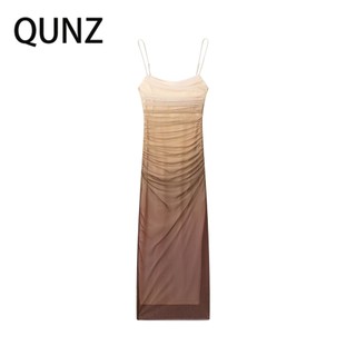 Qunz đầm lụa in họa tiết gợi cảm 6087