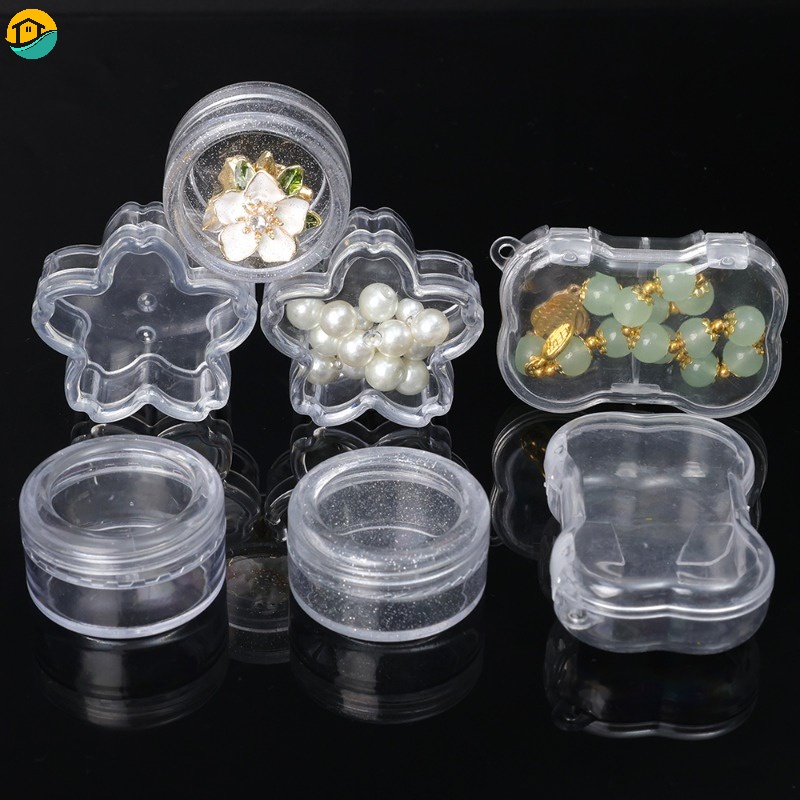 Trong Suốt Hộp Nhựa mini Hình Tròn / Vuông / Hoa Tai Chống Bụi Có Nắp Đậy