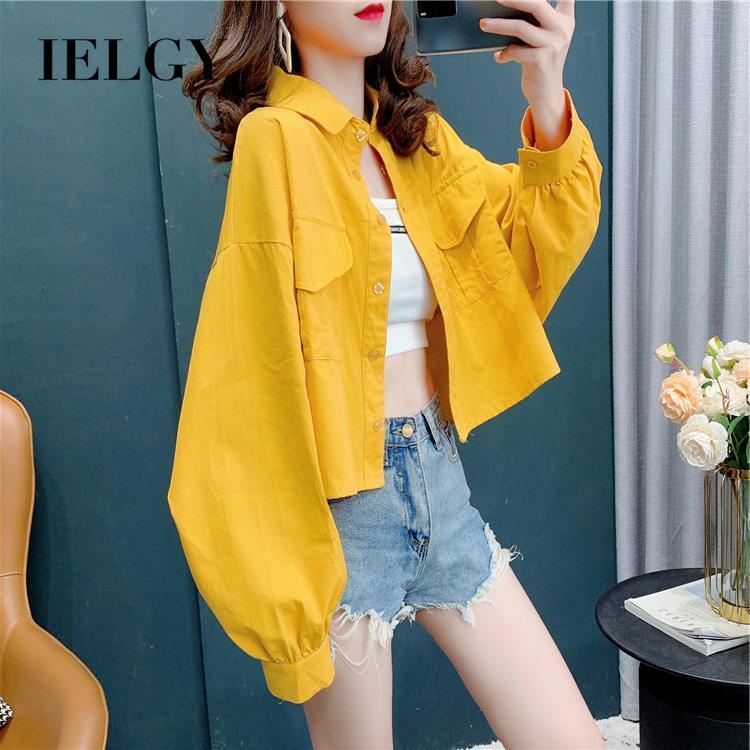 Ielgy Áo Khoác Mỏng Tay Dài Dáng Ngắn Thời Trang Cho Nữ