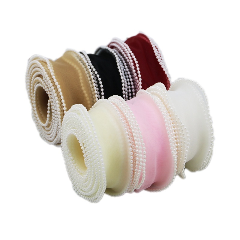 Ruy Băng Gạc Viền Ngọc Trai 40mm Trang Trí Quần Áo diy