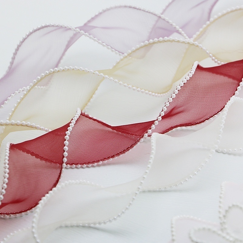 Ruy Băng Gạc Viền Ngọc Trai 40mm Trang Trí Quần Áo diy