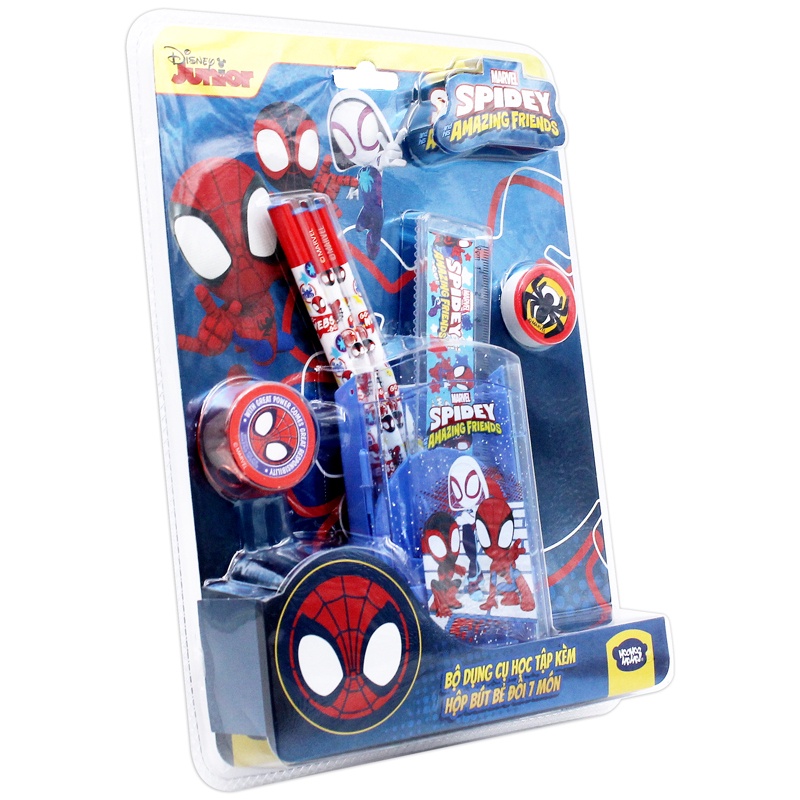 Bộ Dụng Cụ Học Tập Kèm Hộp Bút Bẻ Đôi 5 Món - Marvel Spidey - Amazing Friends - HooHooHaHa® VPH13-2610
