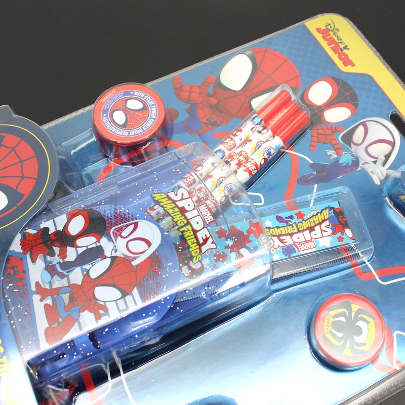 Bộ Dụng Cụ Học Tập Kèm Hộp Bút Bẻ Đôi 5 Món - Marvel Spidey - Amazing Friends - HooHooHaHa® VPH13-2610