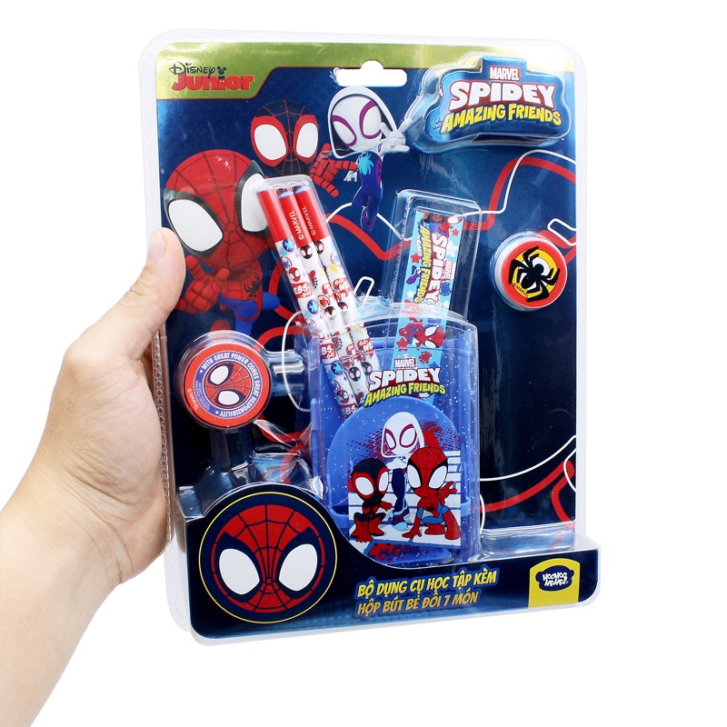 Bộ Dụng Cụ Học Tập Kèm Hộp Bút Bẻ Đôi 5 Món - Marvel Spidey - Amazing Friends - HooHooHaHa® VPH13-2610