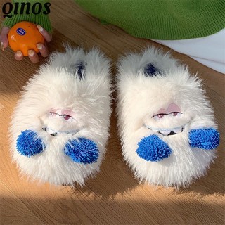 Qinos Dép Bông Đi Trong Nhà Đế Mềm Giữ Ấm Mùa Đông Thiết Kế Hình Quái Vật Đáng Yêu