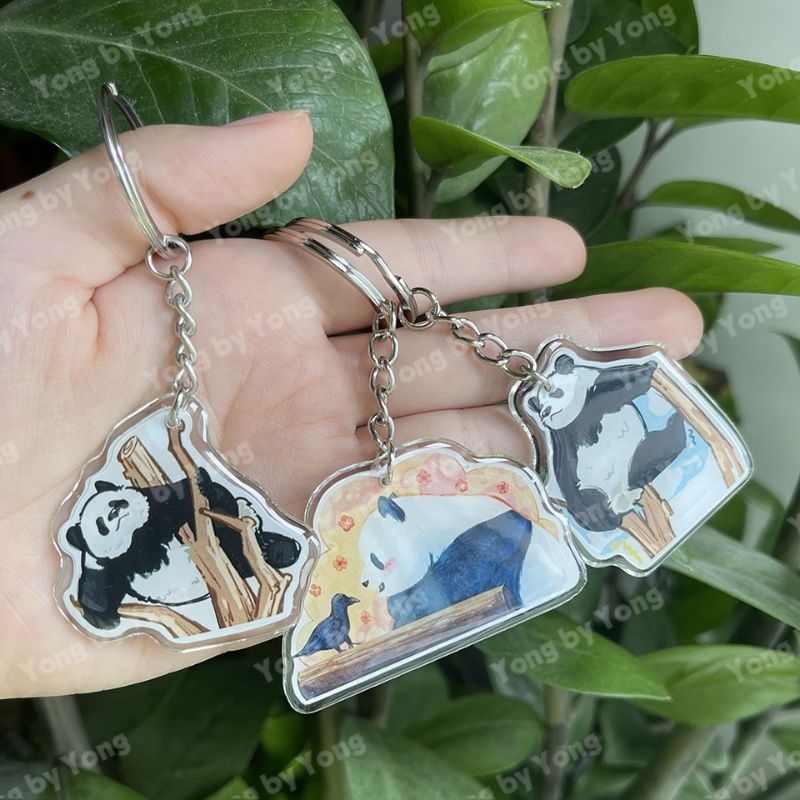 Móc Khóa Gấu Trúc Manh Lan Fubao Hoa Hoa Dễ Thương | Móc Nhựa PANDA Mica Trong Suốt