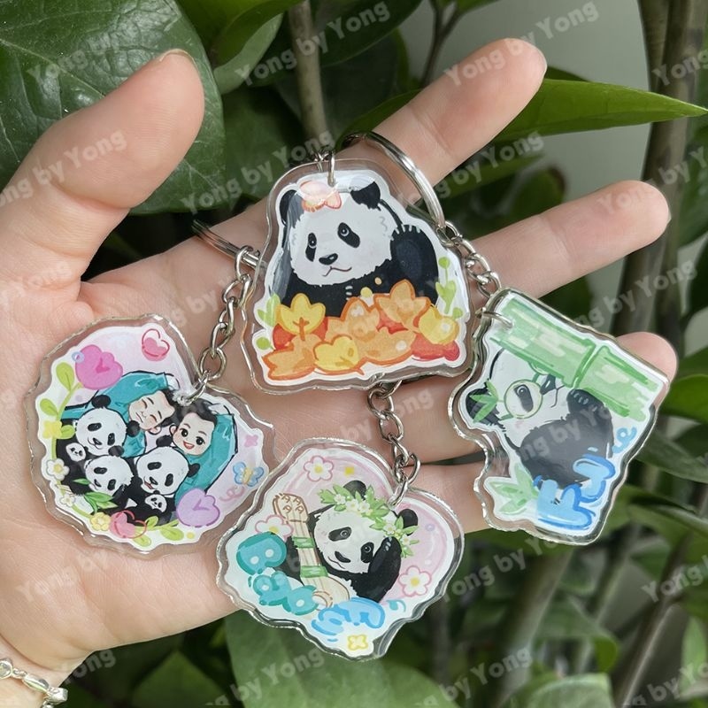 Móc Khóa Gấu Trúc Manh Lan Fubao Hoa Hoa Dễ Thương | Móc Nhựa PANDA Mica Trong Suốt