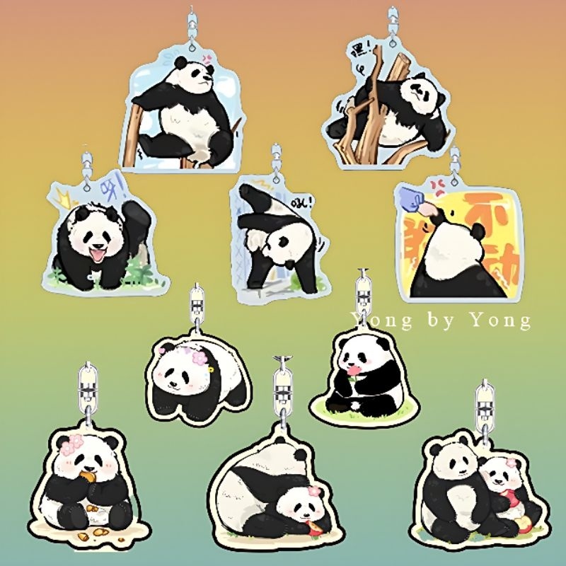 Móc Khóa Gấu Trúc Manh Lan Fubao Hoa Hoa Dễ Thương | Móc Nhựa PANDA Mica Trong Suốt