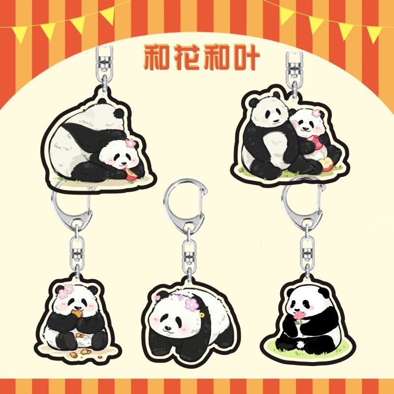 Móc Khóa Gấu Trúc Manh Lan Fubao Hoa Hoa Dễ Thương | Móc Nhựa PANDA Mica Trong Suốt