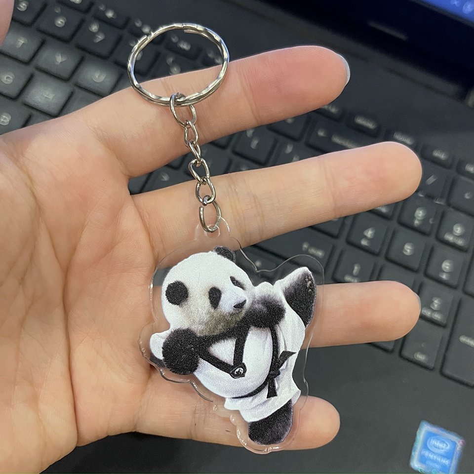 Móc Khóa Gấu Trúc Manh Lan Fubao Hoa Hoa Dễ Thương | Móc Nhựa PANDA Mica Trong Suốt