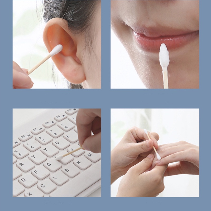 Tăm bông thân gỗ bịch 100 que, tăm bông ráy tai Ngoáy Tai Thân Gỗ thân thiện với môi trường-MCKES