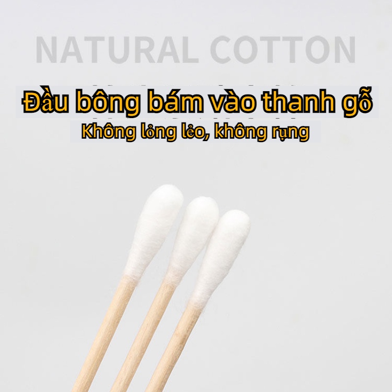 Tăm bông thân gỗ bịch 100 que, tăm bông ráy tai Ngoáy Tai Thân Gỗ thân thiện với môi trường-MCKES