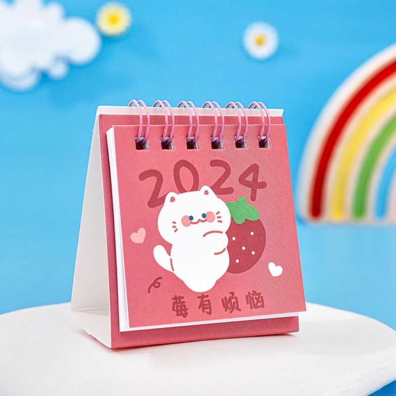 Lịch Để Bàn Năm 2024 mini Họa Tiết Hoạt Hình Dùng Trang Trí Văn Phòng / Trường Học