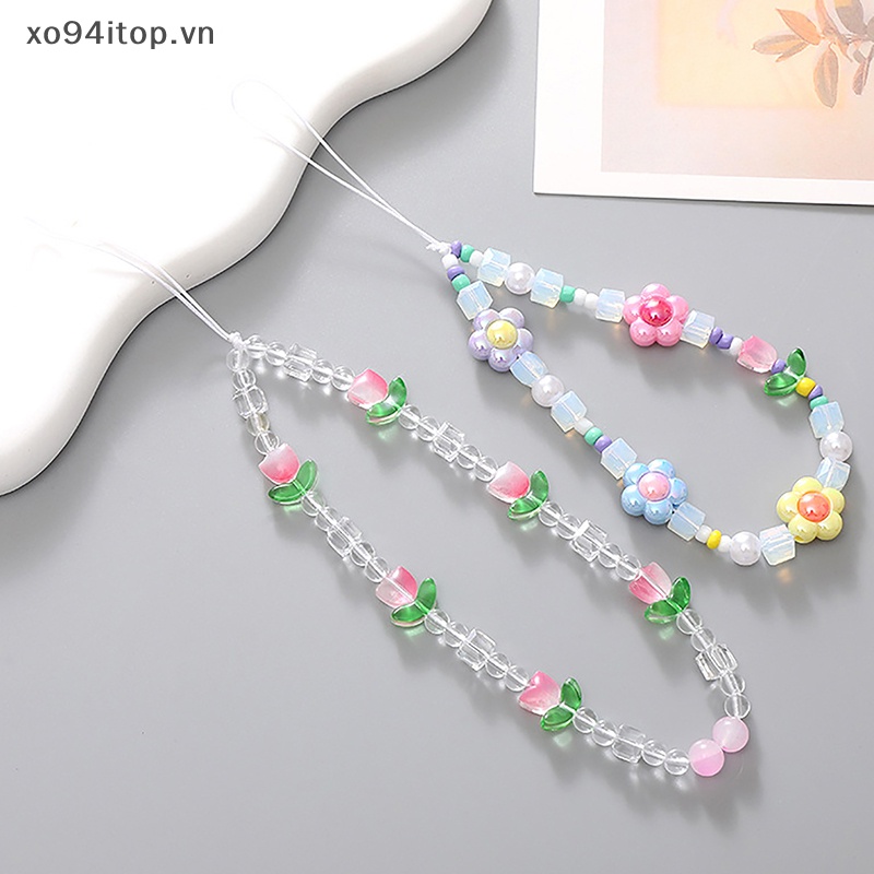 Dây Đeo Điện Thoại xoitop Chuỗi Hạt Hình Hoa tulip Đơn Giản Chống Thất Lạc Trang Sức Ngọt Ngào Phụ Kiện Điện Thoại Di Động Ngọt Ngào vn