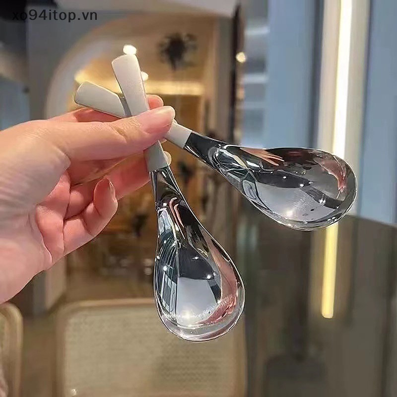 Xoitop Thìa Nĩa Bằng Thép Không Gỉ Tay Cầm Dài Phong Cách Hàn Quốc vn