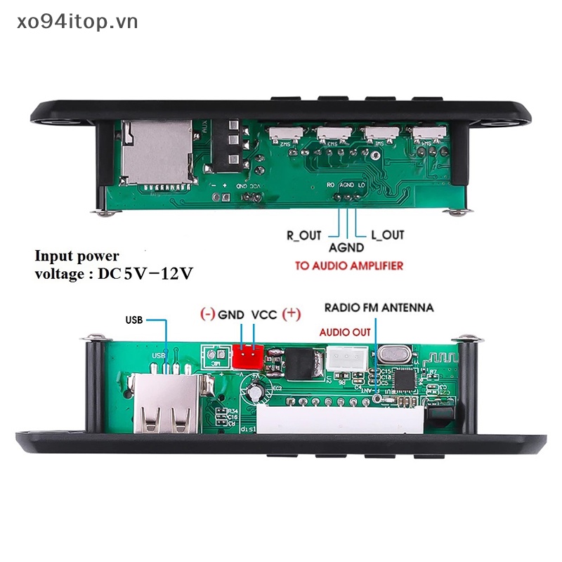 Bảng Mạch Giải Mã bluetooth 5.0 mp3 fm usb Mô-Đun aux 3.5 mm Cho Xe Hơi vn