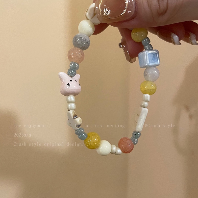 Vòng Tay Chuỗi Hạt Co Giãn Mặt Hình Thánh Giá Nhiều Màu Dễ Thương Cho Cặp Đôi