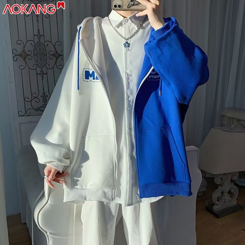 Áo Khoác Tay Dài Có Nón Màu Trơn Phong Cách Nhật Bản Mới Cho Nam