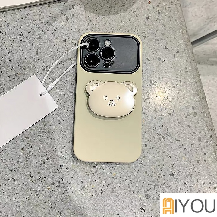 Ốp Điện Thoại Silicon Hình Gấu 3d Màu Tương Phản Có Giá Đỡ Cho iphone 14 13 11 12 pro max x xr xs plus