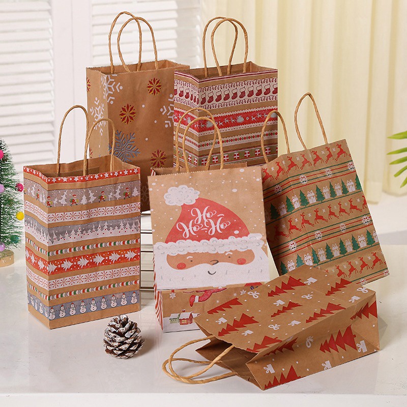 Túi Giấy kraft Đựng Quà / Kẹo Giáng Sinh / Năm Mới Có Tay Cầm