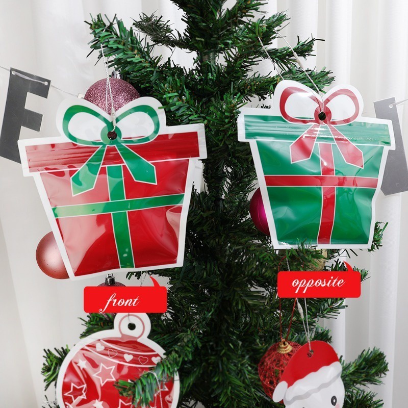 Hoạt Hình Túi Nhựa Đựng Quà / Đồ Tráng Miệng Có Khóa Kéo Hình Ông Già Noel / Người Tuyết diy