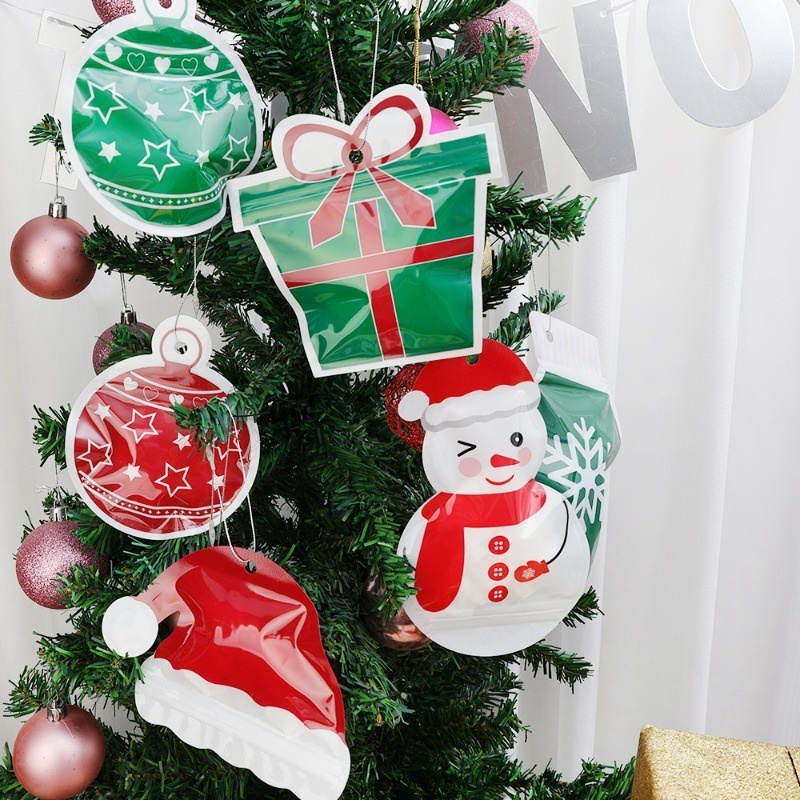 Hoạt Hình Túi Nhựa Đựng Quà / Đồ Tráng Miệng Có Khóa Kéo Hình Ông Già Noel / Người Tuyết diy