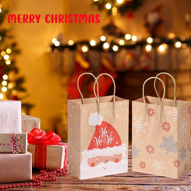 Túi Giấy kraft Đựng Quà / Kẹo Giáng Sinh / Năm Mới Có Tay Cầm