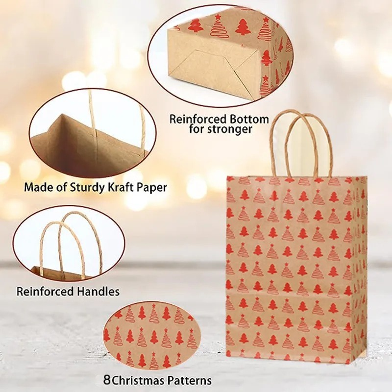 Túi Giấy kraft Đựng Quà / Kẹo Giáng Sinh / Năm Mới Có Tay Cầm