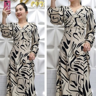 ĐẦM MAXI V08 TAY DÀI CỔ ĐẮP CHÉO