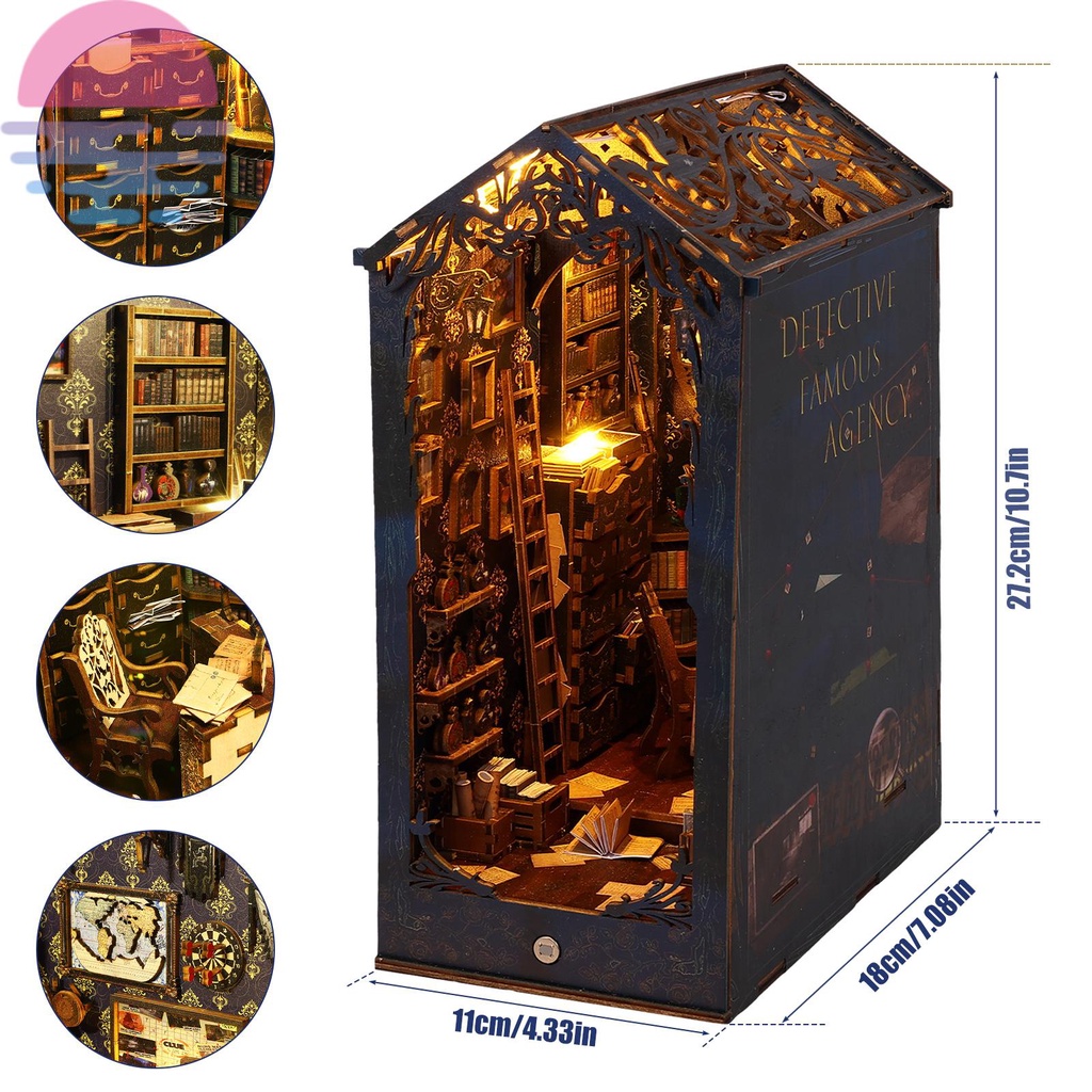 Diy Bộ Đồ Chơi Lắp Ráp Kệ Sách 3d Bằng Gỗ Có Đèn led Trang Trí Nhà Búp Bê shopskc8666